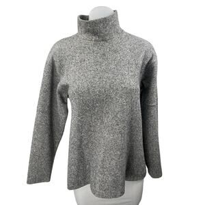 Zara Womens Gray Ribbed Knit Turtleneck Long Sleeve Oversized Sweater Top Size S